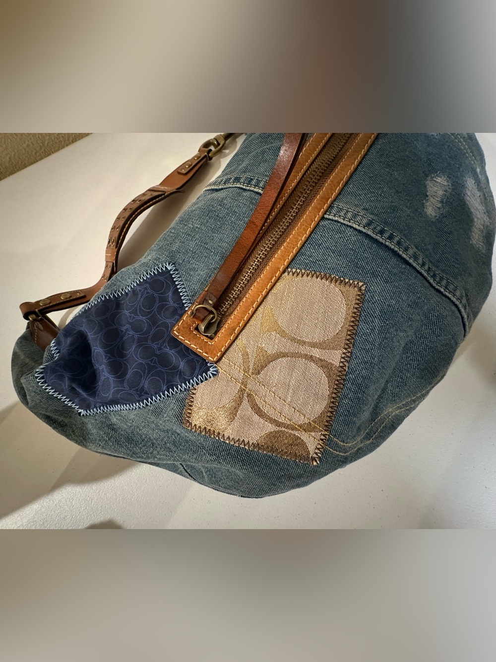 Rare Coach Denim Patchwork XL Hobo Shoulder Bag 10016 - Picture 9 of 16